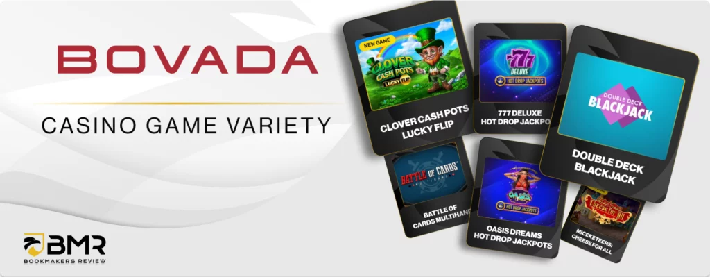 Bovada Casino Game Variety Featuring Slots, Blackjack, and Card Games