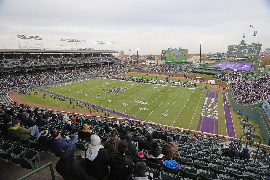 A general view of Wrigley Field in Chicago, Illinois.