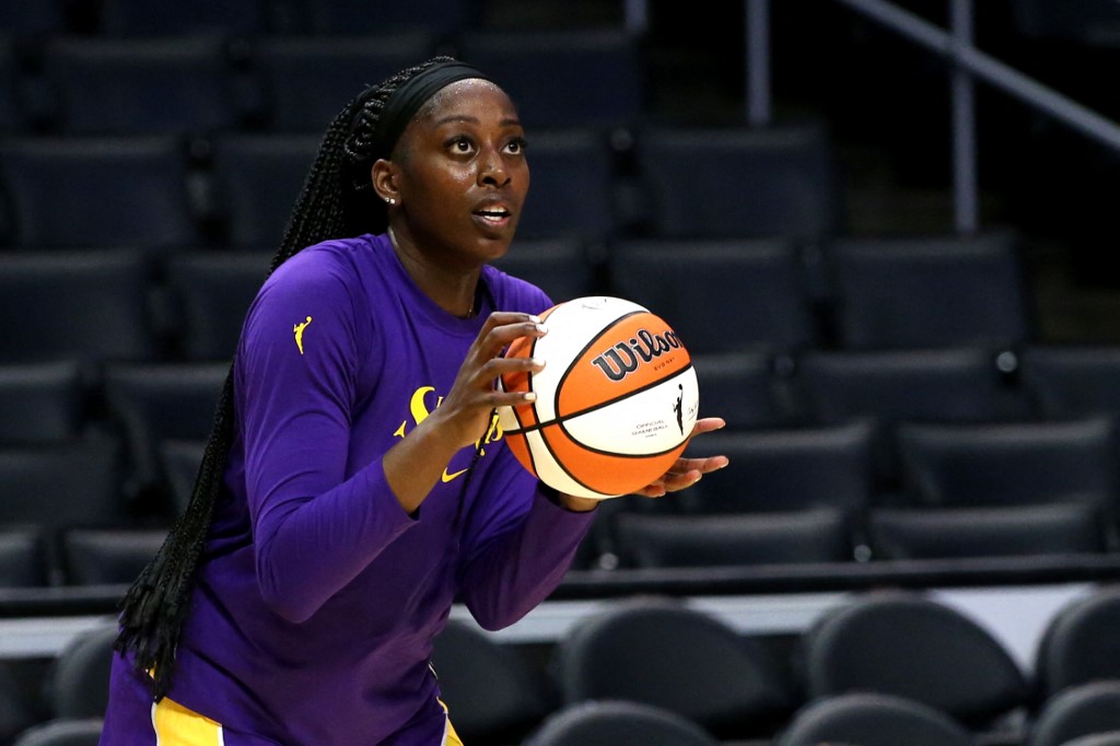 Chiney Ogwumike of the Los Angeles Sparks before game against the Dream.