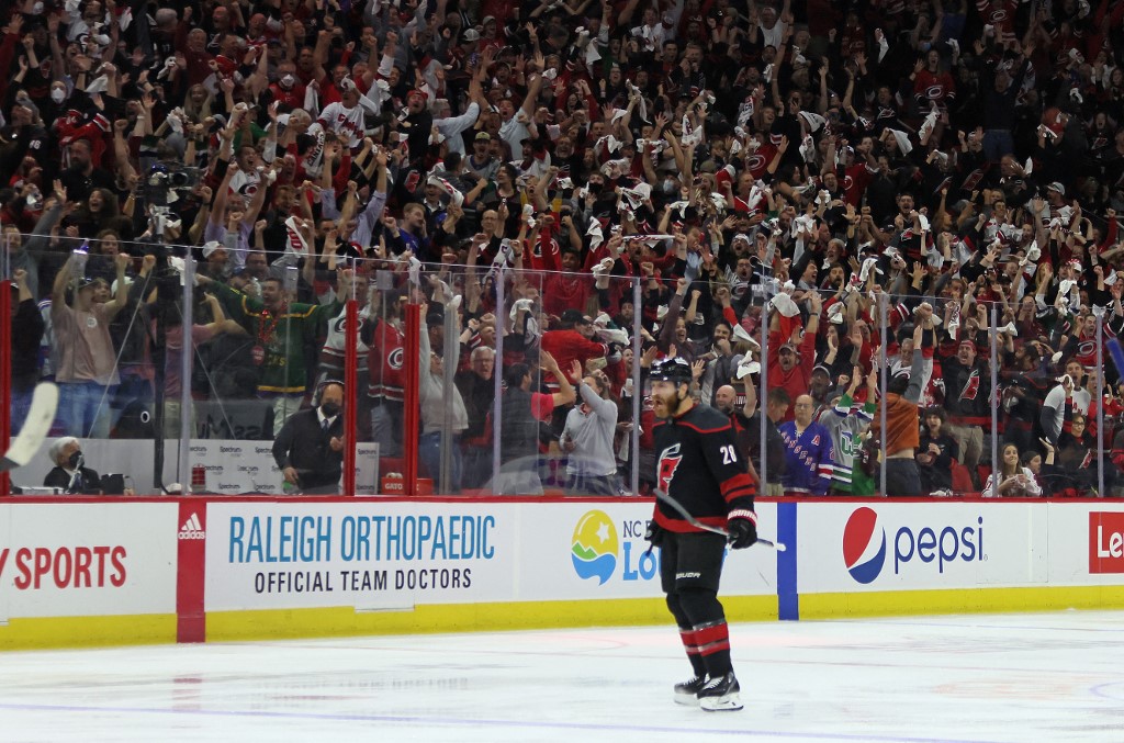 Ian Cole #28 of the Carolina Hurricanes in Game 1.