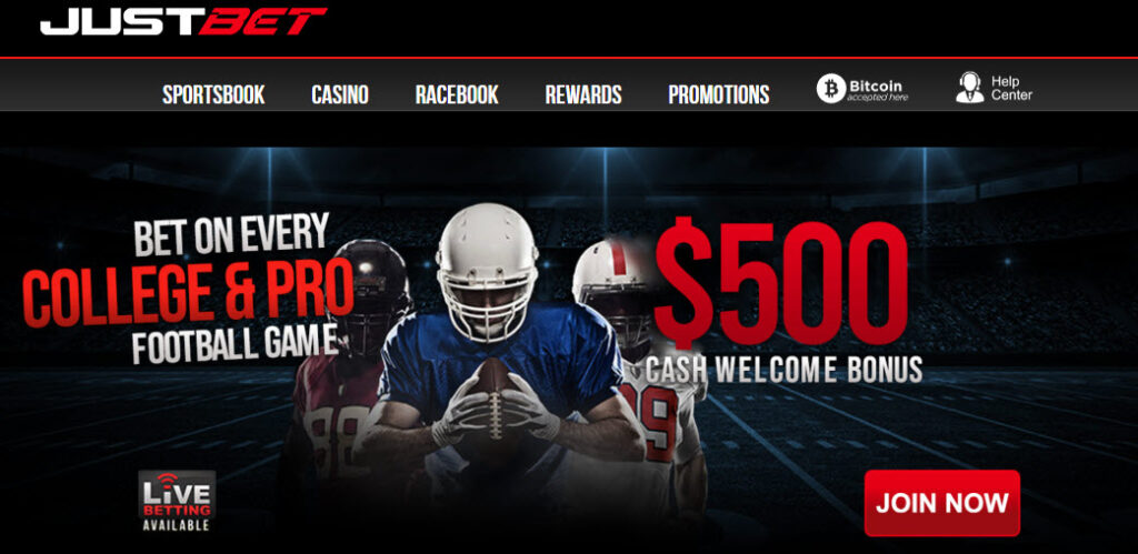 JustBet Sportsbook Homepage