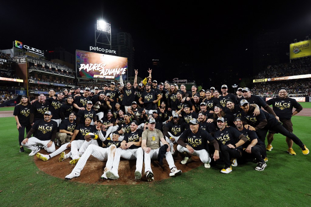 San Diego Padres Pose After Defeating Los Angeles Dodgers