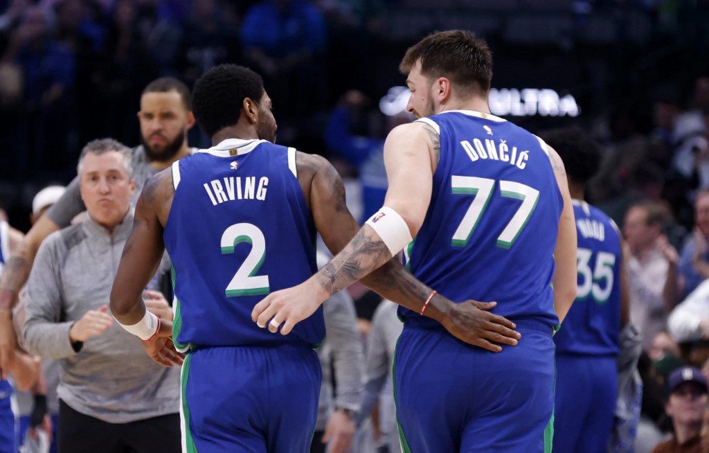 Kyrie Irving Luka Doncic Dallas Mavericks Celebrate