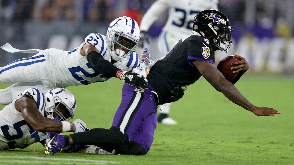 Lamar-Jackson-8-of-the-Baltimore-Ravens-is-tackled-by-Darius-Leonard-53-and-Kenny-Moore-II-23-of-the-Indianapolis-Colts-aspect-ratio-16-9