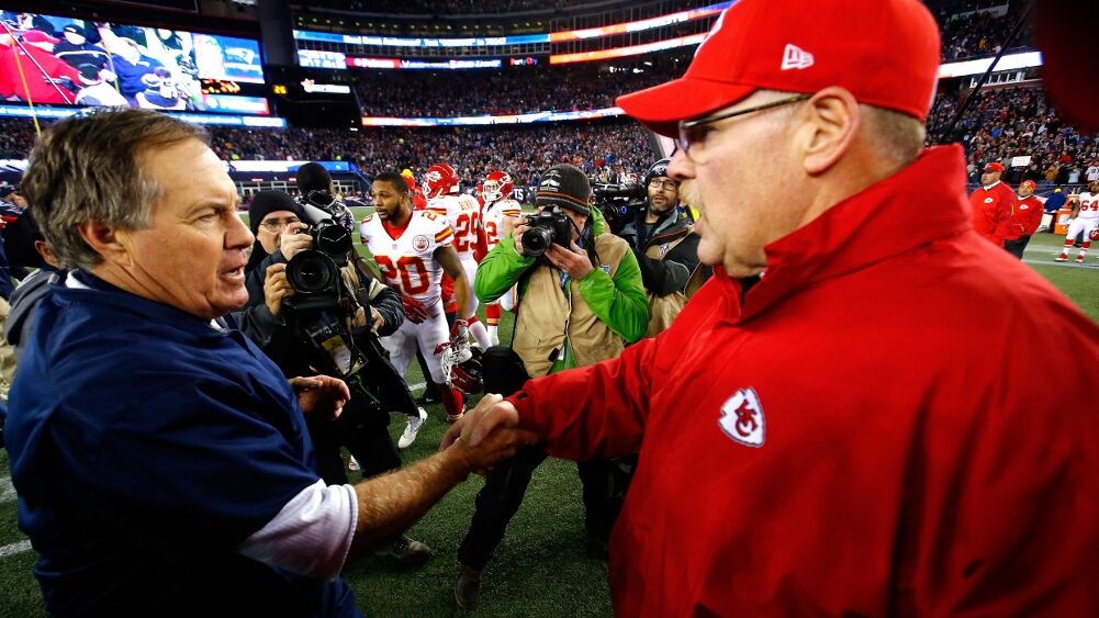 Head-coach-Bill-Belichick-of-the-New-England-Patriots-and-head-coach-Andy-Reid-of-the-Kansas-City-Chiefs-shake-hands-aspect-ratio-16-9