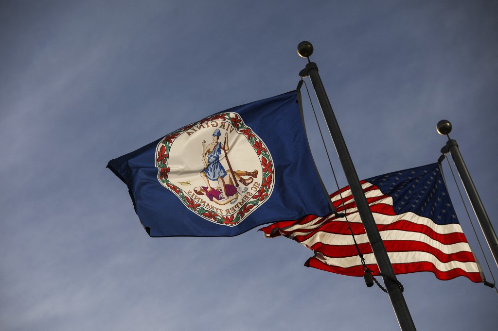 Virginia State Flag and US Flag