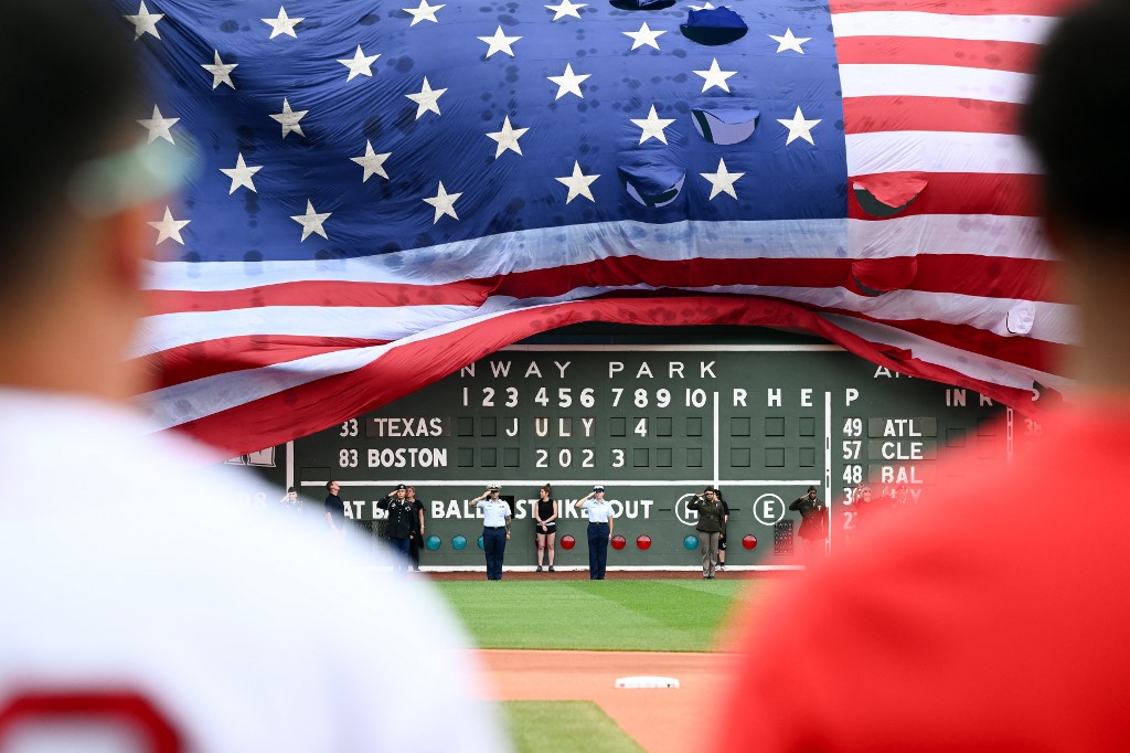 United States Flag Fenway Park Boston Massachusetts