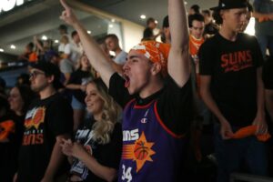 Phoenix Suns Fans Cheer v Milwaukee Bucks