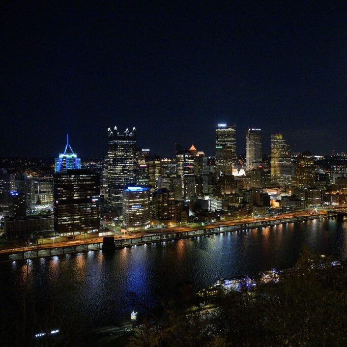 Skyline-view-of-downtown-Pittsburgh-Pennsylvania-at-night-on-November-7-2022-on-the-eve-of-the-US-midterm-elections-aspect-ratio-1-1