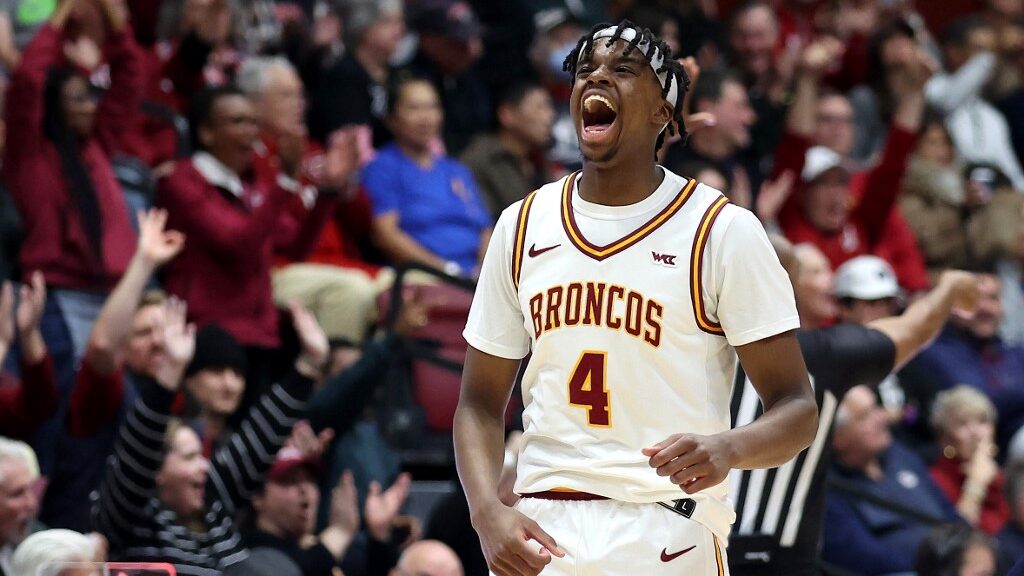 Adama-Bal-4-of-the-Santa-Clara-Broncos-reacts-after-making-a-basket-Gonzaga-Bulldogs-in-the-first-half-at-Leavey-Center-aspect-ratio-16-9