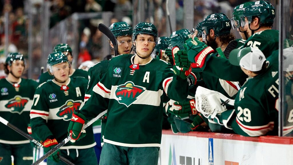 Joel-Eriksson-Ek-14-of-the-Minnesota-Wild-celebrates-his-goal-against-the-Vancouver-Canucks-with-teammates-in-the-first-period-aspect-ratio-16-9