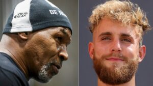 This combination of file pictures created on March 07, 2024, shows former US boxer Mike Tyson and boxer Jake Paul. Fayez Nureldine, Ian Maule / AFP