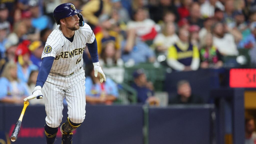 Rhys-Hoskins-12-of-the-Milwaukee-Brewers-hits-a-three-run-home-run-against-the-St.-Louis-Cardinals-during-the-seventh-inning-at-American-Family-Field-on-May-11-2024-in-Milwaukee-Wisconsin-aspect-ratio-16-9