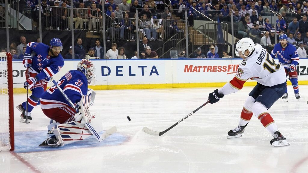 Igor-Shesterkin-31-of-the-New-York-Rangers-makes-a-save-against-Anton-Lundell-15-of-the-Florida-Panthers-in-Game-Two-of-the-Eastern-Conference-Final-of-the-2024-Stanley-Cup-Playoffs-aspect-ratio-16-9