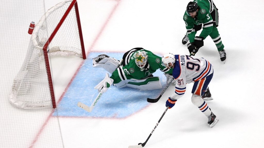 Jake-Oettinger-29-of-the-Dallas-Stars-makes-a-save-against-Connor-McDavid-97-of-the-Edmonton-Oilers-during-overtime-in-Game-One-of-the-Western-Conference-Final-aspect-ratio-16-9