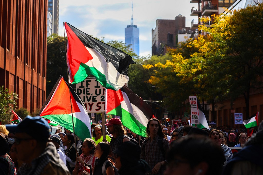 Pro-Palestinian rally on the first anniversary of Hamas attack on Israel