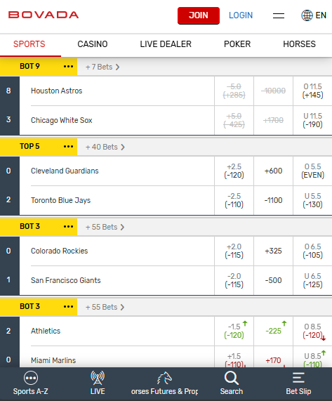 Mobile Betting at Bovada