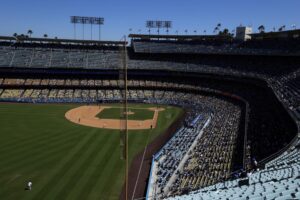 A general view at Dodger Stadium in Los Angeles, California.