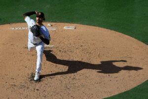 Dylan Cease #84 of the San Diego Padres pitches during the third inning of a game against the Baltimore Orioles
