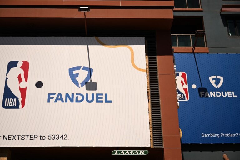 NBA and FanDuel signage is displayed on the side of a building in Phoenix, Arizona