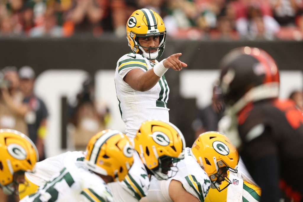 Jordan Love #10 of the Green Bay Packers plays against the Cleveland Browns