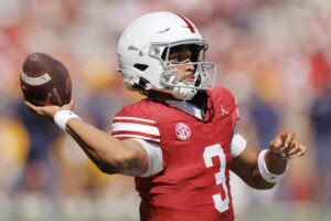 Hawkins Jr. #3 of the Oklahoma Sooners throws a pass before the game against the Kent State Golden Flashes