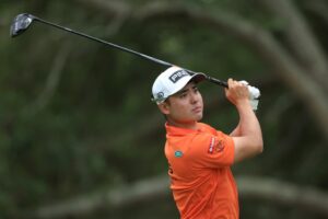 Taiga Semikawa of Japan plays his shot from the 11th tee during the first round of the Myrtle Beach Classic.
