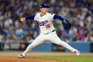 Yoshinobu Yamamoto Division Series - Philadelphia Phillies v Los Angeles Dodgers - Game Three