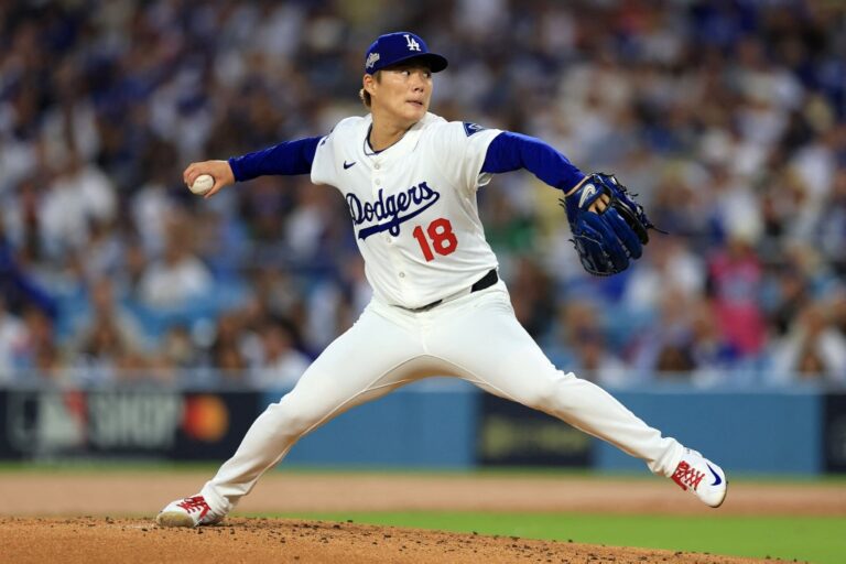 Yoshinobu Yamamoto Division Series - Philadelphia Phillies v Los Angeles Dodgers - Game Three