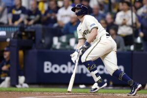 Andrew Vaughn Division Series - Chicago Cubs v Milwaukee Brewers - Game Five