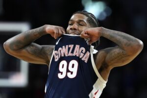 Khalif Battle #99 of the Gonzaga Bulldogs reacts during the second half against the Houston Cougars