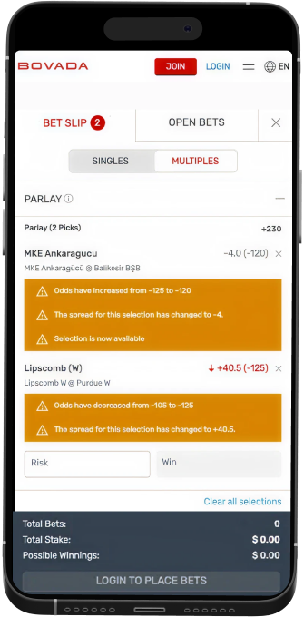 Bovada mobile betslip