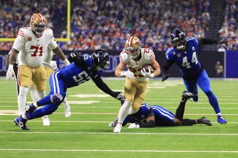 Christian McCaffrey #23 of the San Francisco 49ers