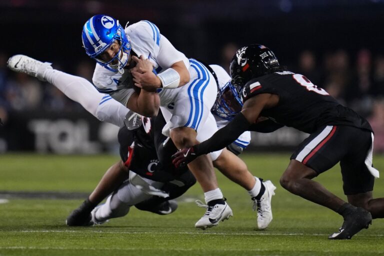 Bear Bachmeier #47 of the BYU Cougars