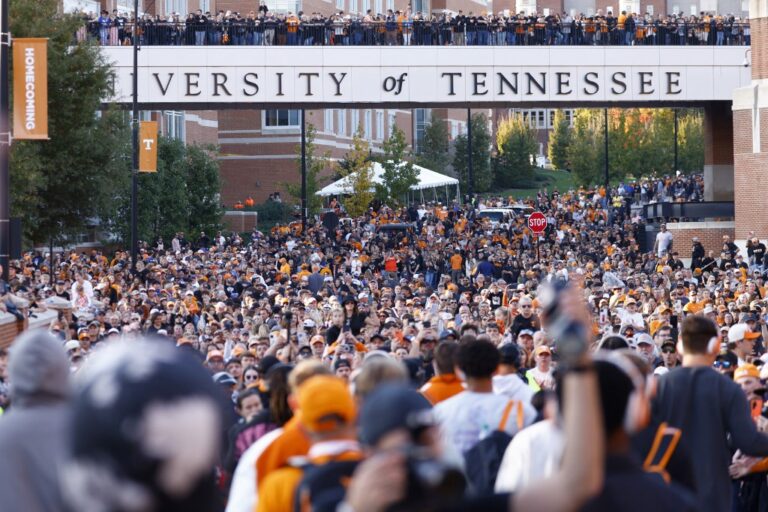 The Vol Walk prior to a game at Neyland Stadium in Knoxville, Tennessee.